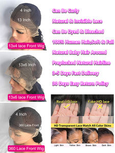 Krullend 250% HD <span class=keywords><strong>Deep</strong></span> <span class=keywords><strong>Wave</strong></span> 13X4 HD kantfront pruik van echt haar, transparant 13X6 360 full lace frontal pruik voor zwarte vrouwen, Braziliaans haar - Product Image 6