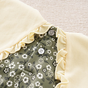 Felpa con stampa floreale per ragazze con colletto <span class=keywords><strong>Peter</strong></span> Pan arricciato, verde, top casual a maniche lunghe per bambini - Product Image 5