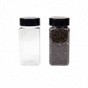 Bouteille d'assaisonnement carrée de 9oz prix d'usine vente en gros pot à épices carré manuel en plastique <span class=keywords><strong>salière</strong></span> et poivrière - Product Image 1