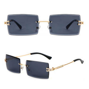 Gafas de Sol Rectangulares con Corte de Diamante Q102, Gafas de Sol de Lujo para Hombre y Mujer, Montura Metálica Cuadrada, Sin Montura, Estilo Vintage - Product Image 3