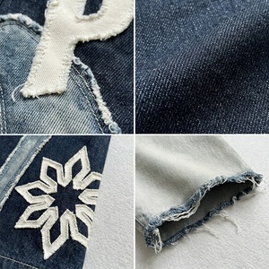 Streetwear Custom Applique Patch Embroidered Men's Baggy Straight Leg Vintage <b>Wash</b> Denim Shorts Jorts OEM Garment Manufacturer - Product Image 2