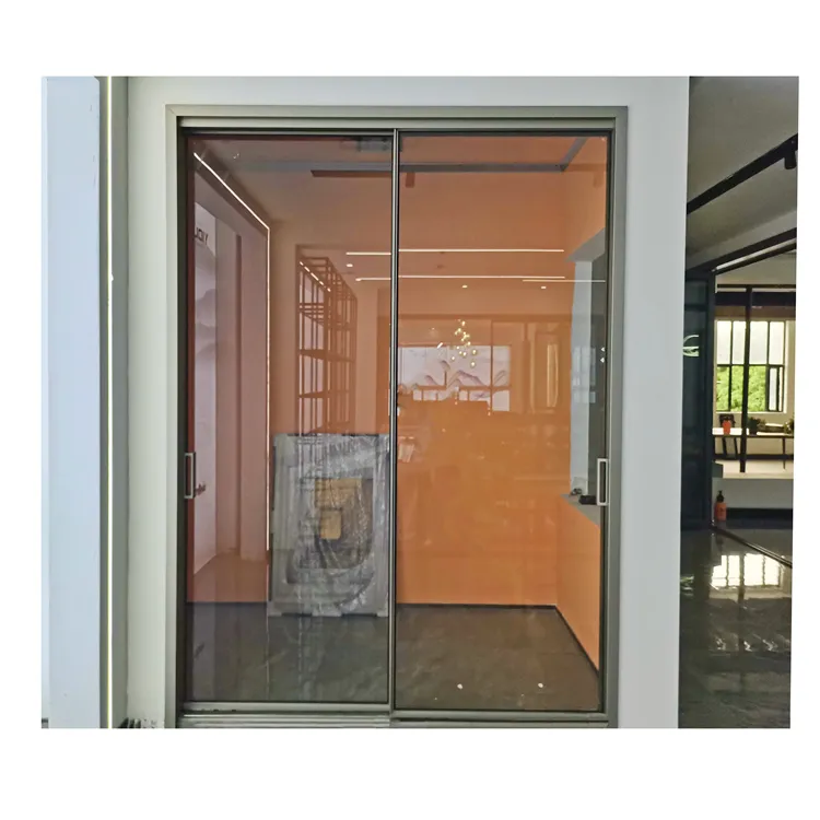 Deslizadores telescópicos de extrusión de perfil de aluminio, vidrio templado doble, puerta deslizante de aluminio para balcón