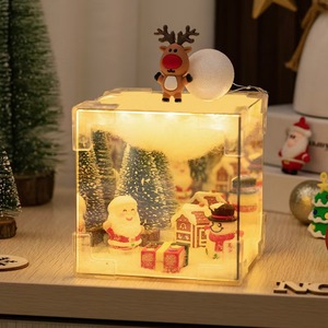 Christmas <b>Cube</b> Night <b>Light</b> Square Illuminated Decor For Living Room Bedroom Study Christmas Gift With Reindeer Santa Snowman - Product Image 1