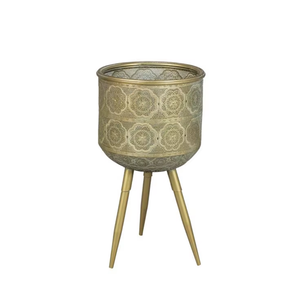 Macetero de diseño elegante con forma redonda, hecho a mano con metal, para uso en jardín, por exportadores. - Product Image 2