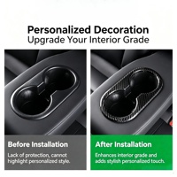 Nouvel autocollant de garniture de panneau de porte-gobelet arrière mat, facile à coller, accessoires de modification intérieure pour Model 3 Model Y 2019-2022