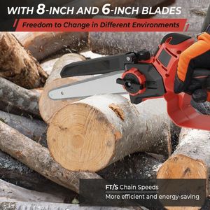8 Inch Battery-Powered Electric Chainsaw 1000W 10m/s Chain Speed Handheld <b>Wood</b> <b>Cutting</b> <b>Tool</b> with 3-Year Warranty - Product Image 4