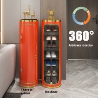 Armoire de rangement pour entrée de maison intelligente étagère à chaussures de luxe légère en métal grande armoire à chaussures verticale pour petit appartement rotative