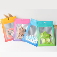 Sacs d'emballage en plastique transparents et colorés pour cosmétiques et bijoux, 100 pièces/lot