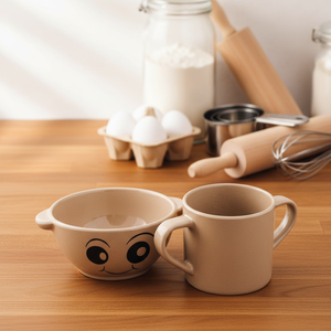 Plato de succión de cerámica de porcelana sin BPA con diseño de elefante y oso de dos orejas, para bebés, con cazoleta de cáscara de arroz para niños pequeños - Product Image 5