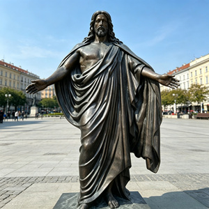 Escultura de Bronce de Jesús de Tamaño Real con Brazos Abiertos, Personalizada de Fábrica, para Decoración Religiosa de Iglesias, Cementerios y Jardines YWBF-0 - Product Image 1