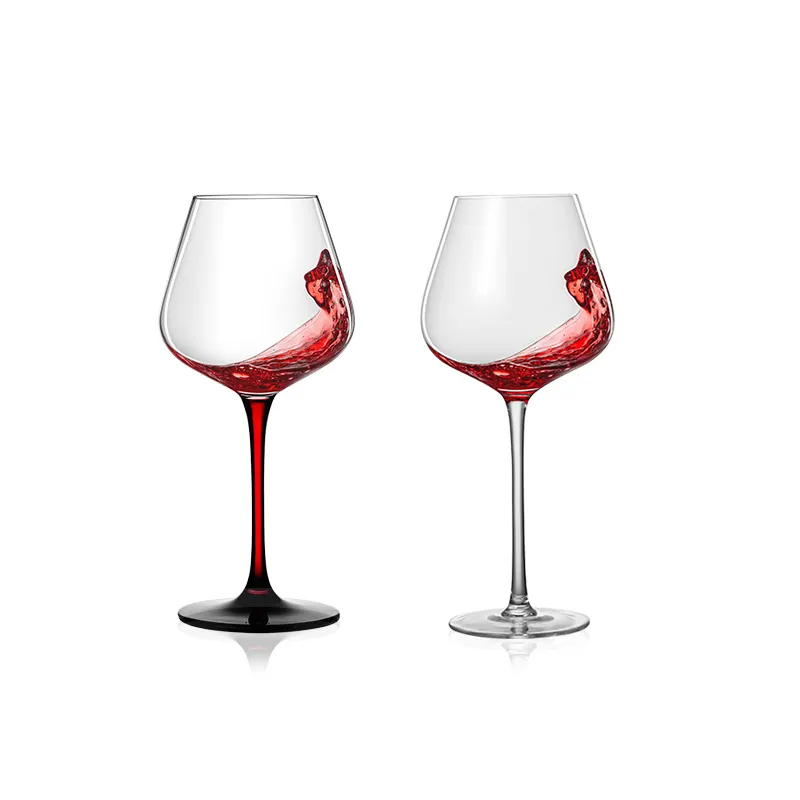 510ml Logo personalizzato vetro di lusso colorato chiaro alta tazza di bere calice rosso a stelo lungo bicchiere di vino