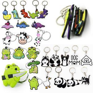 Vente en gros personnalisée de porte-clés en caoutchouc PVC 2D mignons en forme d'animaux, assortiment de porte-clés en forme de dinosaure, grenouille, guitare, fraise, panda, chien, etc. - Product Image 1