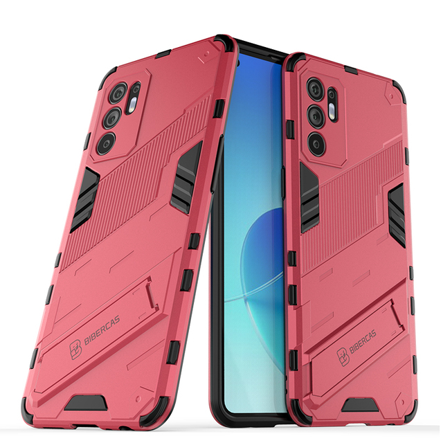 OPPO RENO 6 4G 6Z 5G A16 4G Ultra Thin TPU+PC Shockproof Anti-Fall Mobile Phone Case with Strip Stand