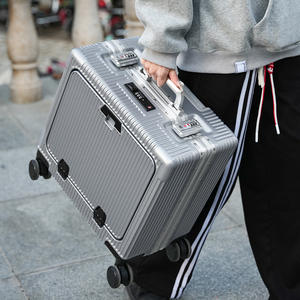 <span class=keywords><strong>Equipaje</strong></span> <span class=keywords><strong>de</strong></span> <span class=keywords><strong>mano</strong></span> <span class=keywords><strong>de</strong></span> 18 pulgadas con Apertura frontal, se puede llevar a bordo del avión sin facturar, maleta con marco <span class=keywords><strong>de</strong></span> aluminio - Product Image 5