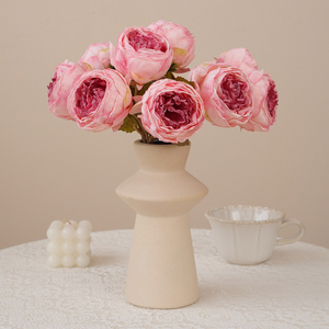 Lot de 5 têtes de pivoines artificielles vintage en soie, bouquet de roses Austin, couleur brû<span class=keywords><strong>l</strong></span>ée, pour décoration de mariage et de table, vente en gros - Product Image 4