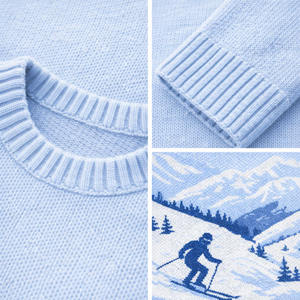 Maßgefertigter OEM ODM Herren Strickpullover Baumwoll-Strickware Jacquard-Pullover Hersteller Rundhals Langarm Strickpullover für Männer - Product Image 3