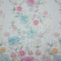 Robe en maille dégradée multicolore, tissu brodé, camisole à perles, tissu brodé