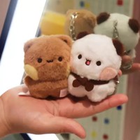Porte-clés mignon en coton peluche jouet un ou un deux Bubu et Dudu pendentif sac Panda dessin animé Couple poupée idée cadeau