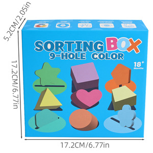 CPC CE giocattoli per bambini vendita calda forma geometrica in legno e <span class=keywords><strong>colori</strong></span> di smistamento giocattolo educativo apprendimento personalizzato forma Montessori Sort Box - Product Image 3