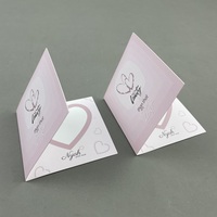 Carte de remerciement en papier rose pliée au centre, personnalisée en usine, avec conception gratuite, pour les petites entreprises