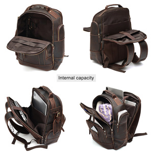 Custom Made Cowhide <b>Backpack</b> 15.6 Inch <b>Large</b> Capacity Travel Bag For Business Men's <b>Backpacks</b> - Product Image 5