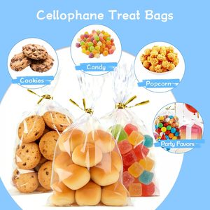 Paquete de 100 Bolsas de Celofán, Bolsas de Regalo Transparentes de 610 Pulgadas con 100 Lazos Dorados Incluidos, Embalaje de Plástico - Product Image 6