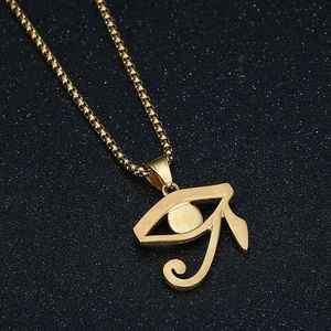Horus Eye Pendant <b>Titanium</b> Steel Gold Silver Plated Necklace Unisex Everyday Wear Geometric Themed Eye Charm - Product Image 4
