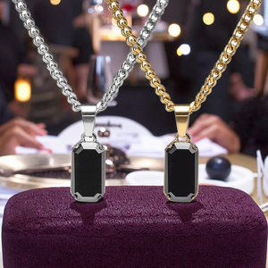 Venta al por mayor de joyería de moda que no se deslustra chapado en oro de acero inoxidable de la joyería del encanto colgante de ojo de tigre negro collar de obsidiana - Product Image 5