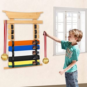 Support mural en bois massif pour l'affichage des ceintures de karaté judo jiu-jitsu <span class=keywords><strong>ninjutsu</strong></span> bricolage support d'équipement d'arts martiaux - Product Image 1
