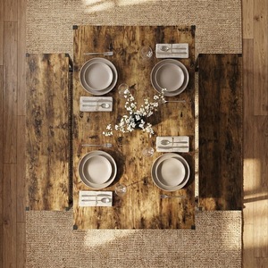 Factory direct sales of retro wood grain dining <b>table</b> <b>and</b> <b>bench</b> three-piece set, industrial style dining <b>table</b> <b>and</b> <b>chairs</b>, - Product Image 4