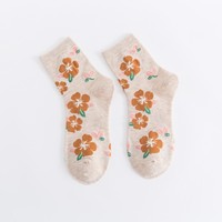 Chaussettes courtes pour femmes, respirantes, écologiques, à imprimé floral, en coton tricoté, pour un usage quotidien au printemps