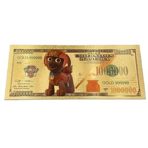 Billet de banque commémoratif officiel en feuille d'or de dessin animé PAW Patrol, pièce de monnaie en plastique, marque-page pour enfants, cadeau pour diffusion en direct - Product Image 6