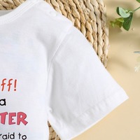 Pakaian Bayi Ramah Lingkungan Grosir Pabrik Unisex, Romper Putih Polos dengan Cetakan Huruf, Lengan Pendek, Romper Satu Potong, Kancing Tekan