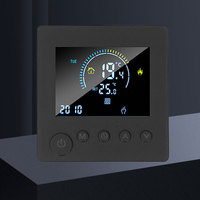 Termostato programable con pantalla a color WiFi Tuya negro para calefacción eléctrica de alta potencia y calderas de gas