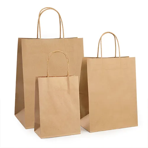 Custom printed your own logo for restaurant catering food take out takeaway togo packaging kraft brown paper bag with handles