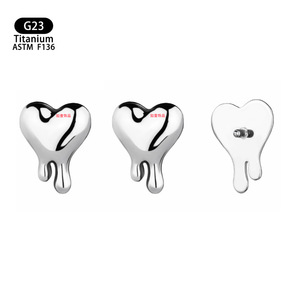 Heart-Shaped F136 <b>Titanium</b> Alloy Piercing Jewelry 7.2mm X 9.2mm For Ear Tongue Lip <b>Studs</b> Unisex - Product Image 5