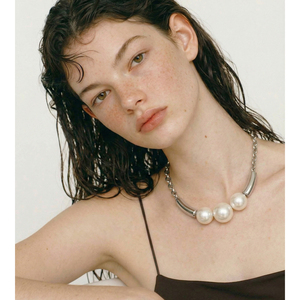 Collar JINYOU 1244 con Cadena Chapada en Oro Minimalista y Perlas Simuladas Grandes para Joyería de Moda Moderna - Product Image 5