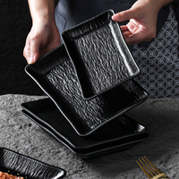 Assiette en mélamine incassable, résistante au lave-vaisselle, motif roche, minimaliste, rectangulaire, pour restaurant, plat à fondue