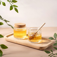 Vente en gros de pots en verre mini transparents texturés de 50 ml de qualité alimentaire avec couvercles en liège pour miel, confiture, gelée, pudding et desserts