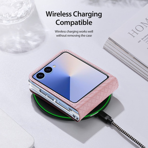 เคสโทรศัพท์แบบพับได้ เหมาะสำหรับเคสโทรศัพท์ Zflip 7 หนัง PU แฟชั่น ป้องกันรอบด้าน ฝาพับในตัว - Product Image 5