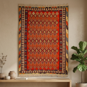 Tapis persan Ardabil unique, noué à la main, en laine et coton naturels, design moderne et coloré, 9'0 x 6'8 - Product Image 2
