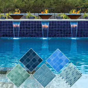 Yüzyıl mozaik kristal cam mavi yeşil kare tuğla yüzme havuzu mozaik fayans duvar mozaik üreticisi