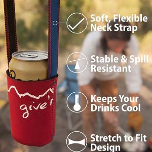 Neoprene Cup Sleeve with Shoulder Strap Cross Body Sleeve Neoprene Coozy Blank Stubby Cooler with Strap - Product Image 4
