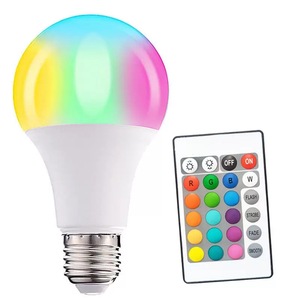 <span class=keywords><strong>Ampoule</strong></span> <span class=keywords><strong>LED</strong></span> télécommandée colorée, <span class=keywords><strong>ampoule</strong></span> RGB à économie d'énergie, en aluminium avec enveloppe en plastique, éclairage ambiant à couleur réglable - Product Image 2