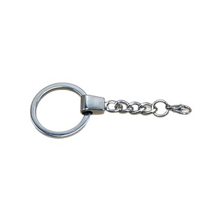 Flat Key <b>Ring</b> With Chain 28Mm Outer Diameter Zinc Alloy Round Shape J-108 Keychain Accessory - Product Image 3