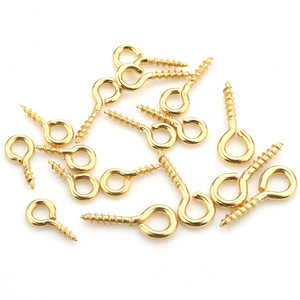 Pernos de acero inoxidable con forma de ojo y tornillo en forma de ocho, chapados en oro, para la fabricación de pendientes, accesorios de joyería DIY - Product Image 1