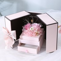 AYOYO ODM Doppeltürige Doppelschichtige Hochwertige Muttertags-Geschenkbox mit Konservierten Rosen Künstliche Blumen-Geschenkbox