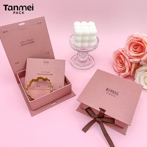 Custom Eco Pink Book Shape Paper Gift Packaging Jewellery <strong>Box</strong> with Ribbon - Product Image 1