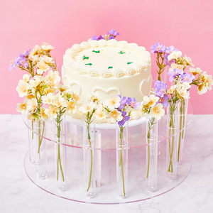 Alzata per Torte Rotonda in Acrilico da 14 Pollici con Luci a Stringa, Supporto per Dessert con 15 Tubi, Alzata Cilindrica per Torte e Fiori - Product Image 2