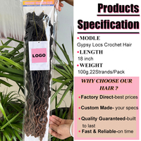 Extensions de cheveux dreadlocks ondulées au crochet, fausses locs douces Goddess, tresses 18 pouces pour locs gypsy bouclées ondulées pré-bouclées individuelles